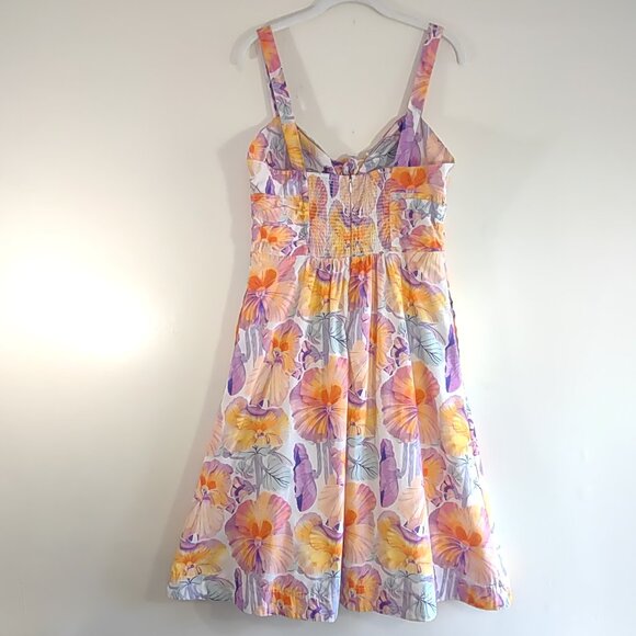 Cecilia Pettersson Anthropologie Tropical Floral Tie Front Dress Feminine Sz 10P - Picture 6 of 14